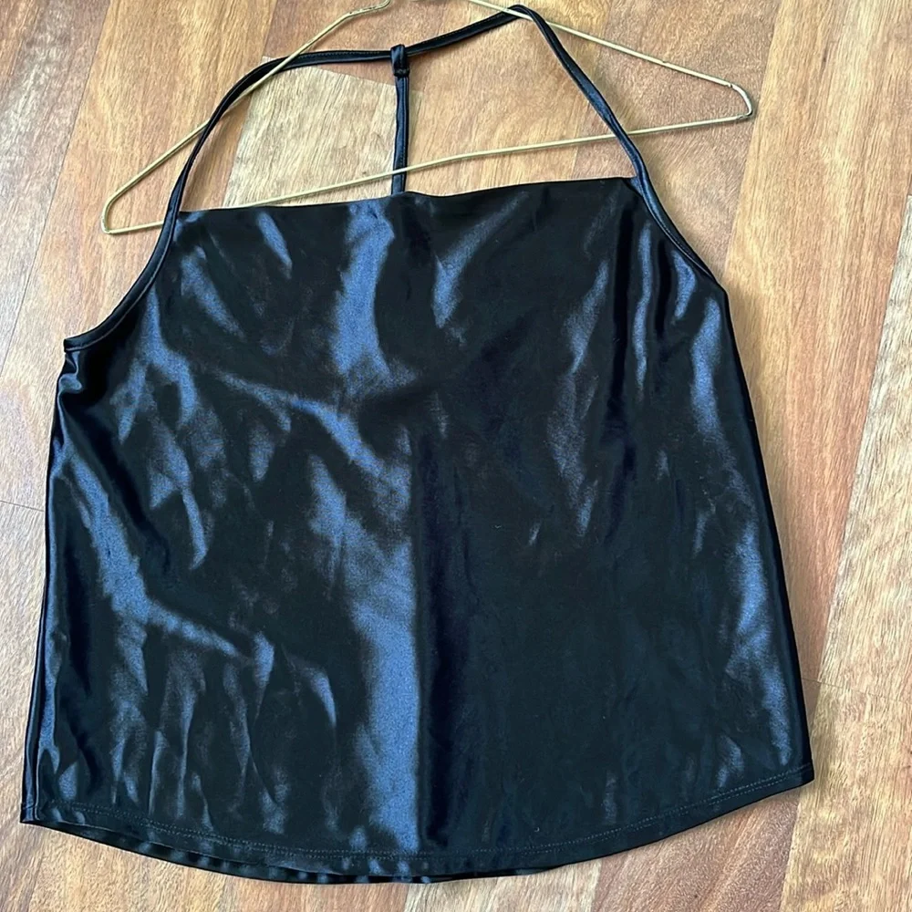 New Wild Fable black satin spaghetti strap top - Picture 1 of 15